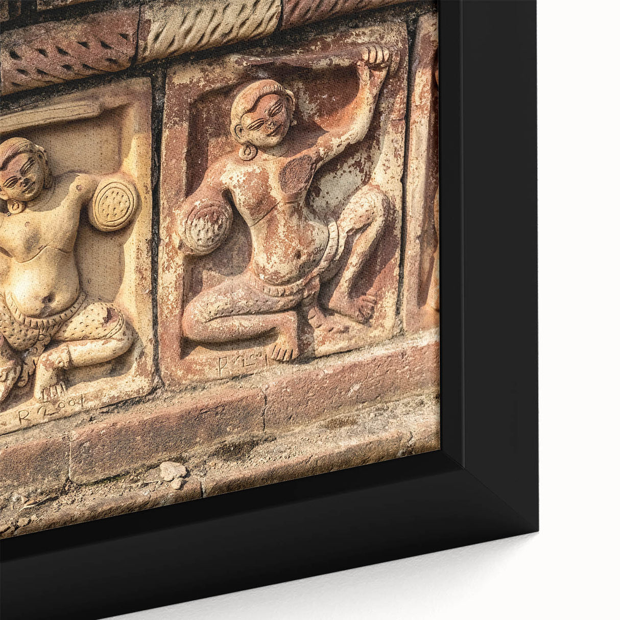 Extra large framed canvas featuring a textured, colorful art scene of a Bangladesh landscape, ideal for living room decor.