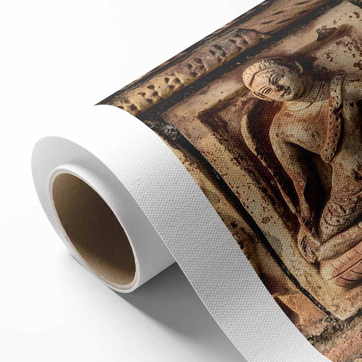 Art Deco style poster of Bangladesh scenery on rolled canvas, with muted earth tones, ideal for nursery wall art.