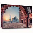 Large abstract acrylic print featuring vibrant hues of red and orange, ideal for dining room decor.