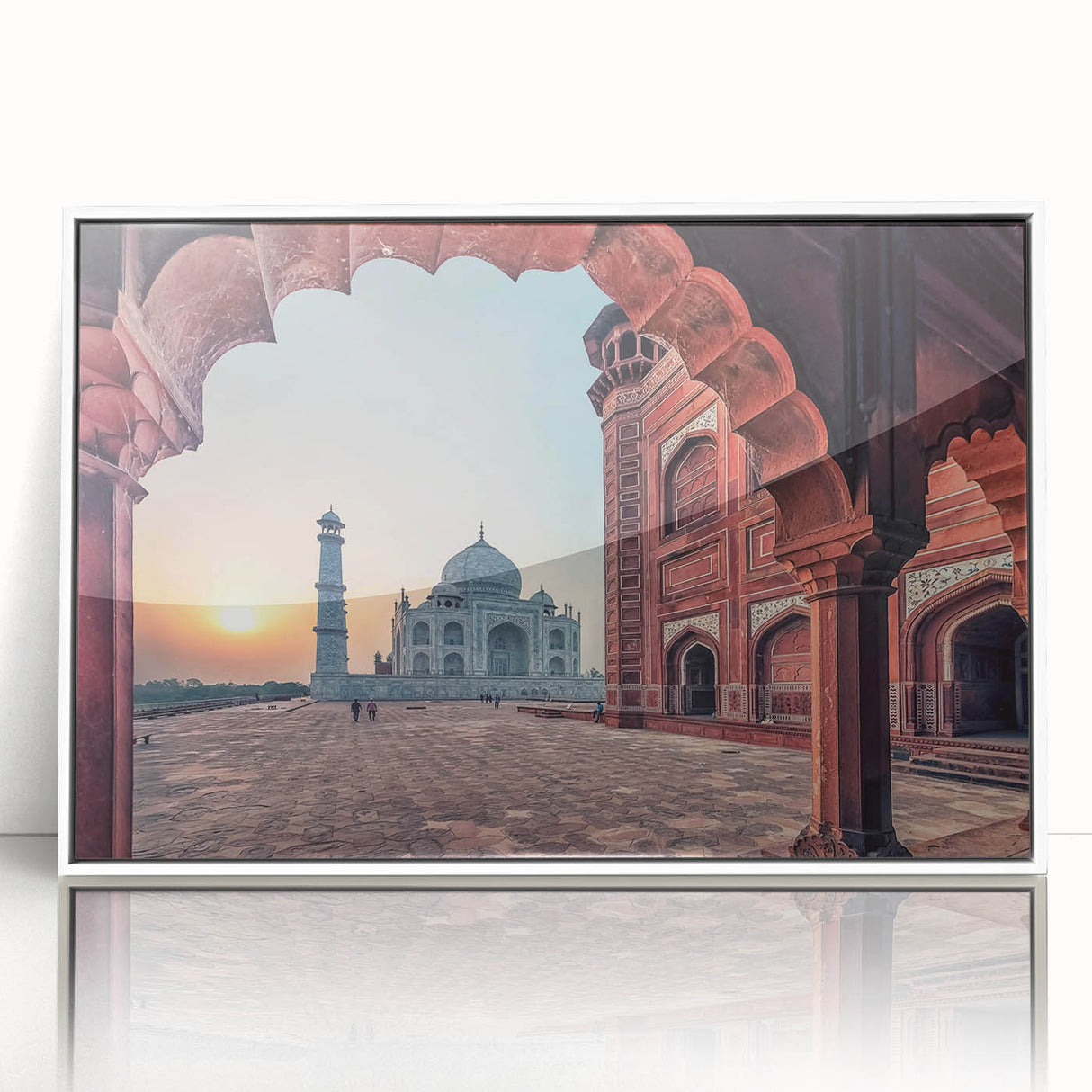 Acrylic print of a serene Indian landscape in muted earth tones, ideal for modern art wall decor.