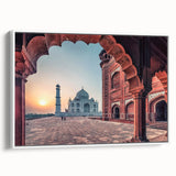Vintage poster art of an Indian scenery in vibrant colors on a large framed canvas, ideal for living room decor.