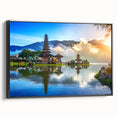 Black and white framed canvas of an Indonesian landscape, ideal for bedroom wall art.