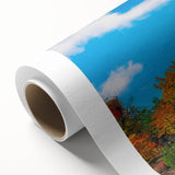 Art deco poster of a serene Korean landscape in pastel shades on rolled canvas, ideal for nursery wall art.