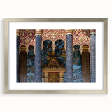 Textured abstract art print depicting a serene Laos scenery in muted earth tones, framed in silver, ideal for bedroom art.