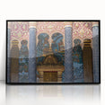 Large abstract wall art featuring a Laos scenery in muted earth tones on a framed acrylic.