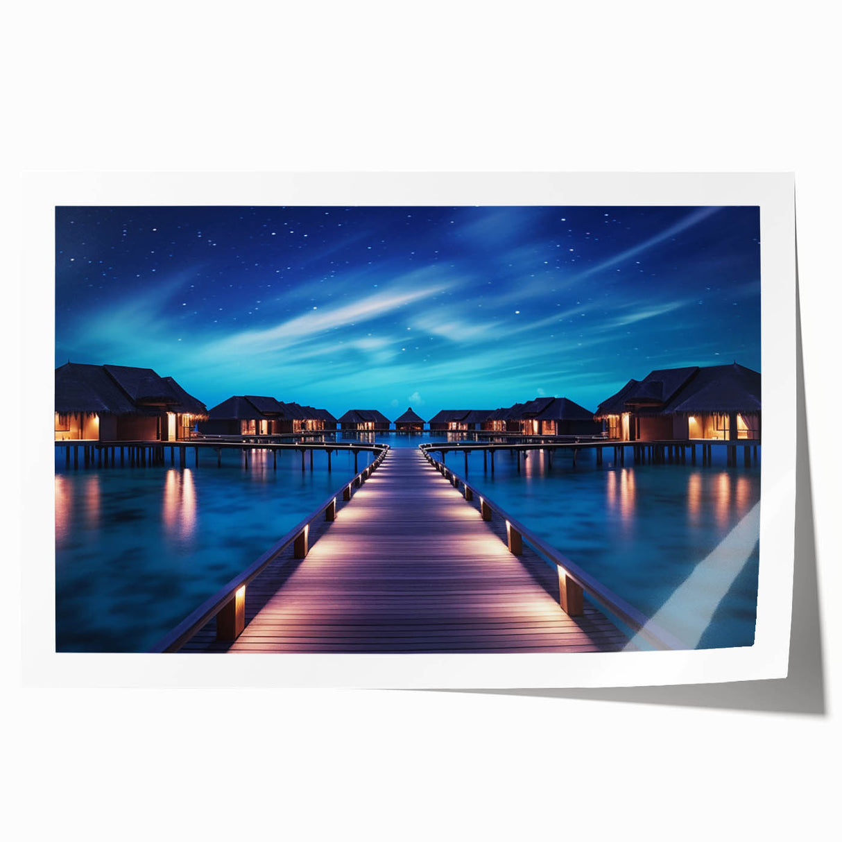 Extra large rolled print of a serene Maldivian beach scene, ideal for art wall dining room.
