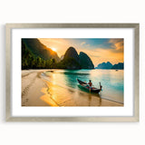 Textured abstract art print of a serene Philippine landscape in muted earth tones, framed in silver.