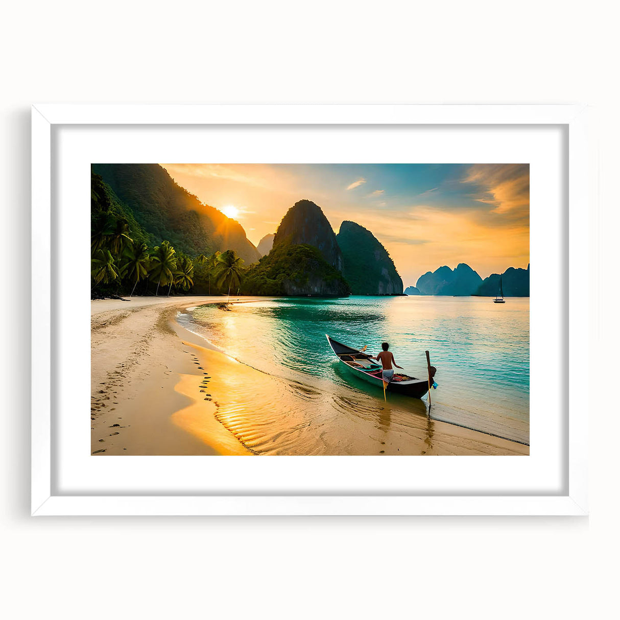 Abstract art print of a Philippine landscape in muted earth tones on a framed white matte canvas.