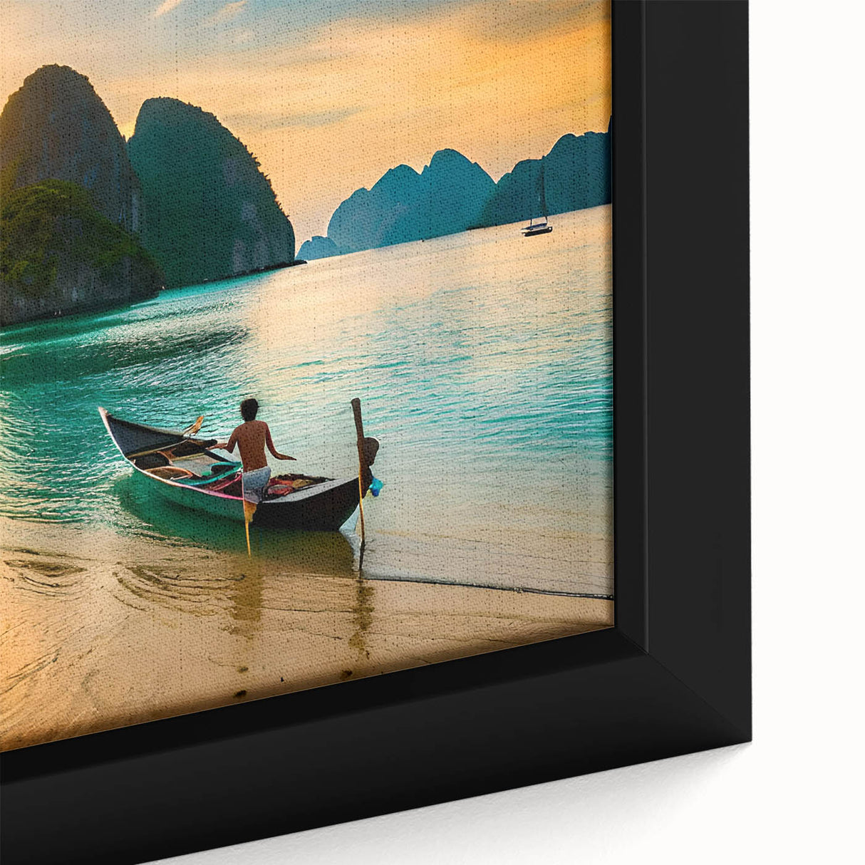Extra large framed canvas featuring a textured, colorful art scene of a Philippine landscape, ideal for living room decor.