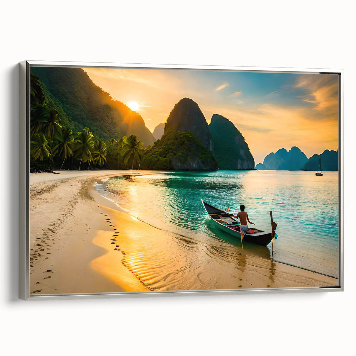 Framed canvas depicting a vintage-style Philippine landscape in vibrant, colorful hues.