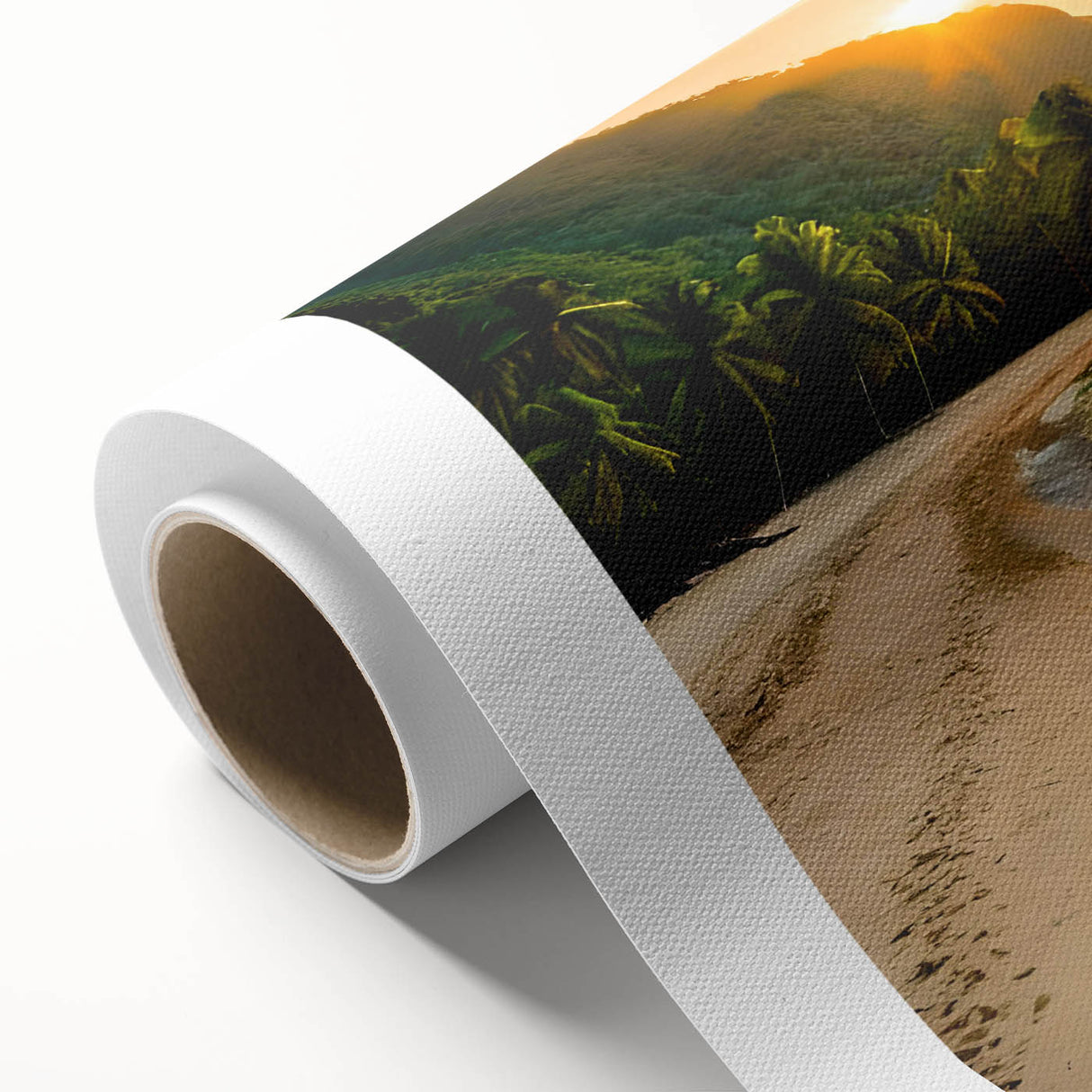 Art Deco poster of a Philippine landscape on rolled canvas, featuring pastel shades, ideal for nursery wall art.