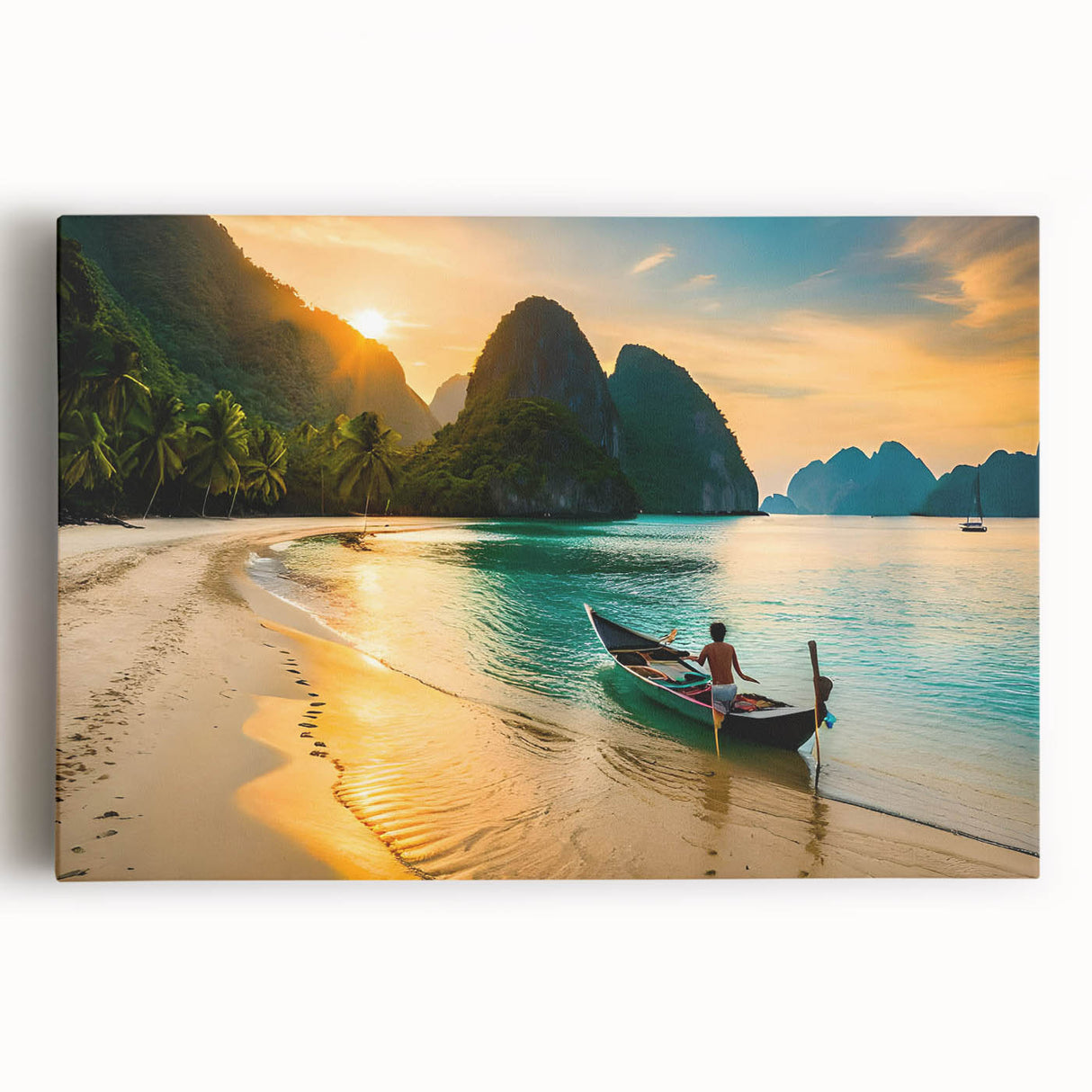 Large black and white stretched canvas of a Philippine landscape, ideal for kitchen wall art.