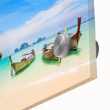 Large abstract wall art of a Thai landscape in muted earth tones on acrylic glass, ideal for dining room art.