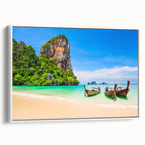 Vintage poster art of a Thai landscape in vibrant colors on extra-large framed canvas, suitable for living room decor.
