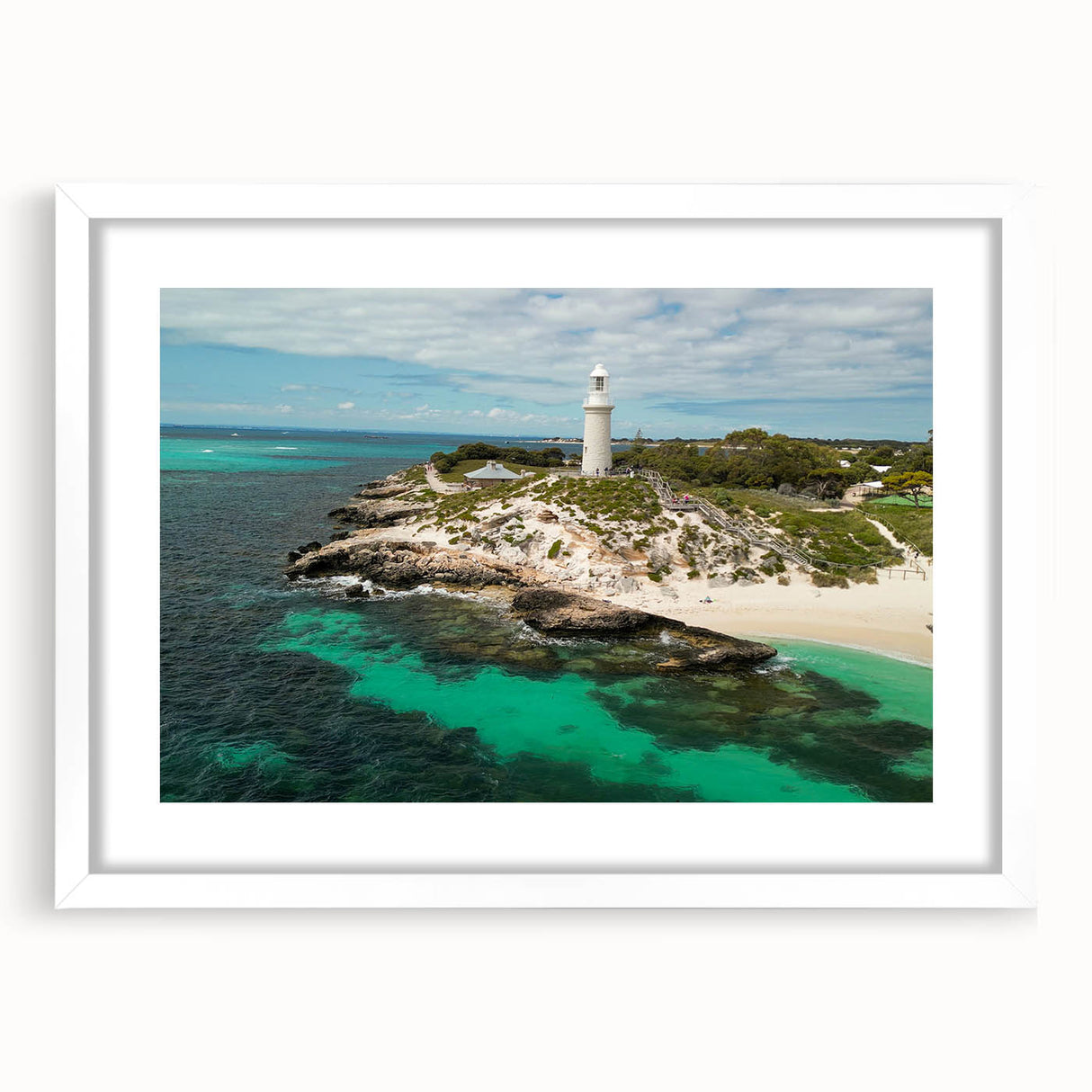 Extra large abstract art print of Perth scenery in textured style, featuring muted earth tones on a white framed canvas.
