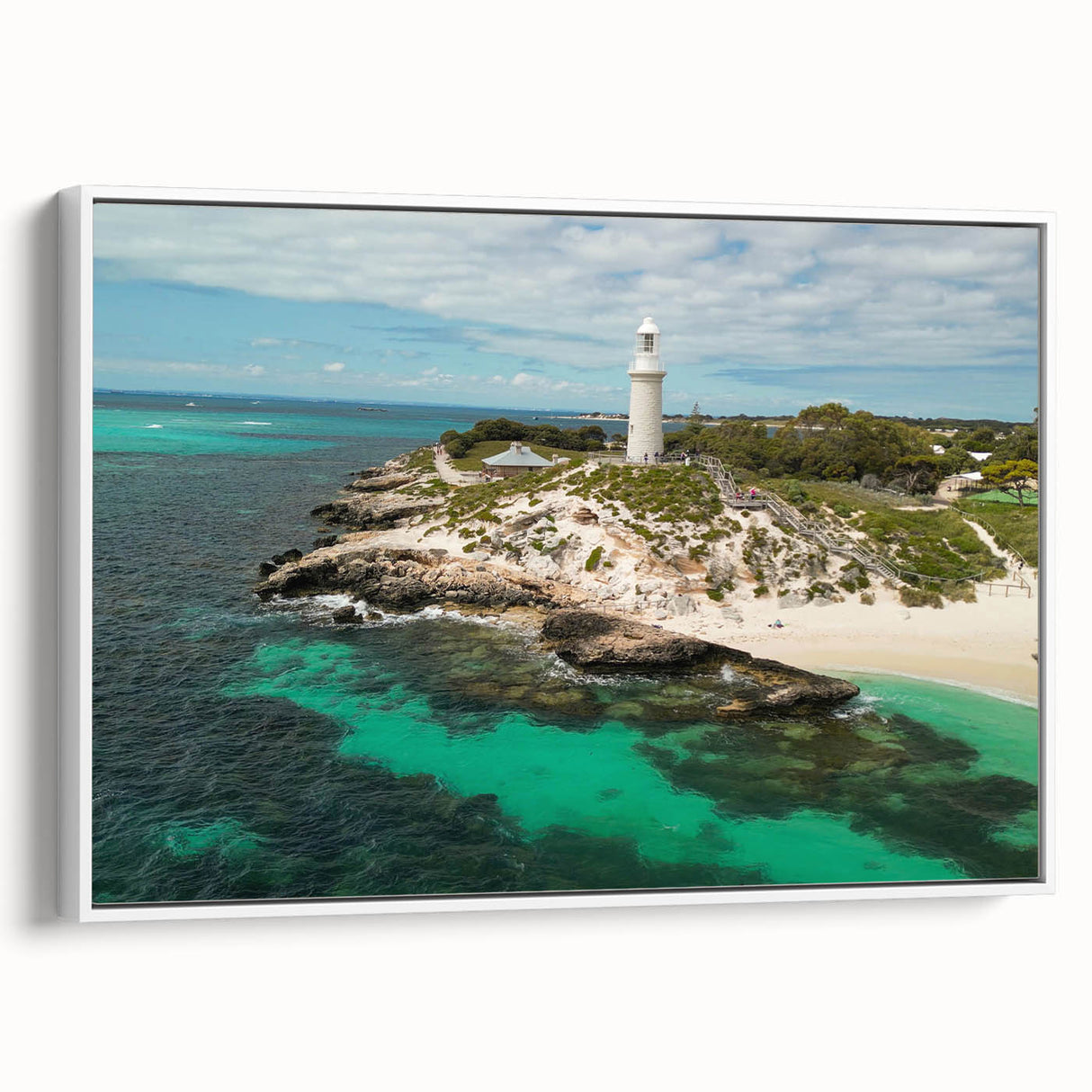 Framed canvas depicting a vintage-style landscape of Perth, Australia, in muted earth tones, ideal for bedroom wall decor.