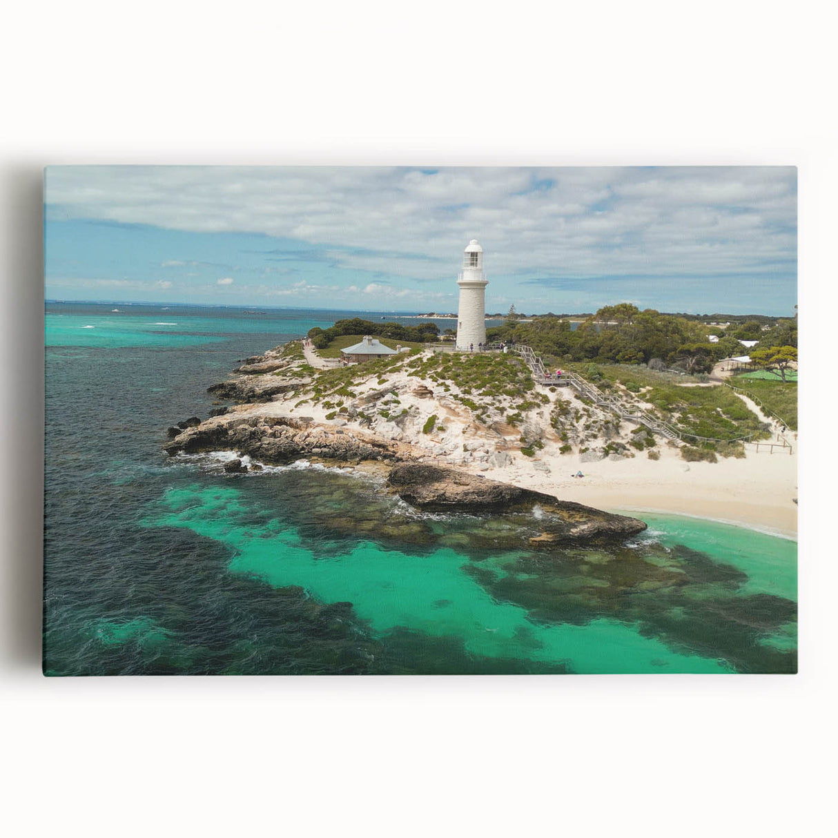 Black and white stretched canvas featuring a panoramic view of Perth, Australia, ideal for kitchen wall art.
