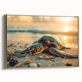 Framed canvas depicting a vintage-style Puerto Rican landscape in muted gold and black tones, ideal for bedroom wall art.