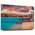 Acrylic print of a large abstract depiction of European scenery, perfect for dining room ambiance.