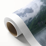 Art Deco poster of a serene Austrian landscape in soft pastel tones on rolled canvas, ideal for nursery wall art.
