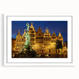 Textured abstract art print depicting a serene European landscape in muted earth tones, framed with a white mat.