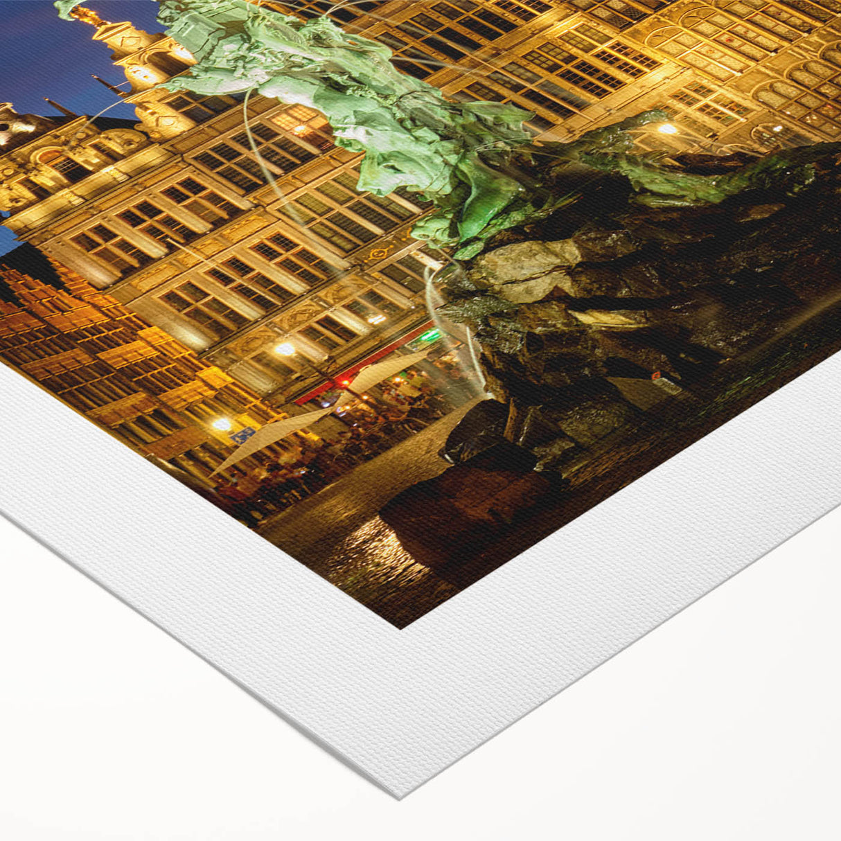 Art deco poster of a European scenery in Belgium, featuring soft pastel shades on rolled canvas.