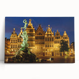Black and white photograph of a European cityscape on stretched canvas, ideal for kitchen wall art.