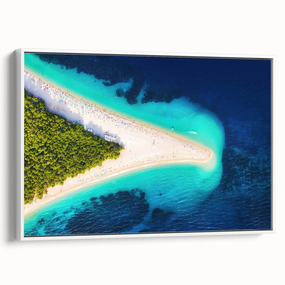 Vintage poster art of a Croatian landscape on framed canvas, featuring colorful art in extra large size.