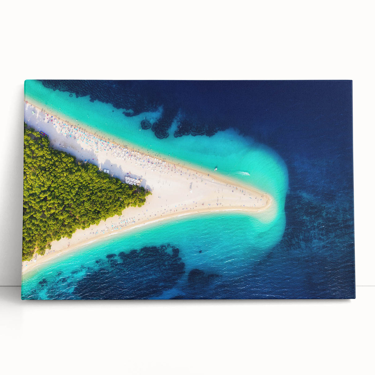 Black and white photograph of a Croatian coastal town on stretched canvas, ideal for kitchen wall art.