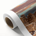 Art deco poster of a European Cyprus landscape in pastel shades on rolled canvas, suitable for nursery wall art.