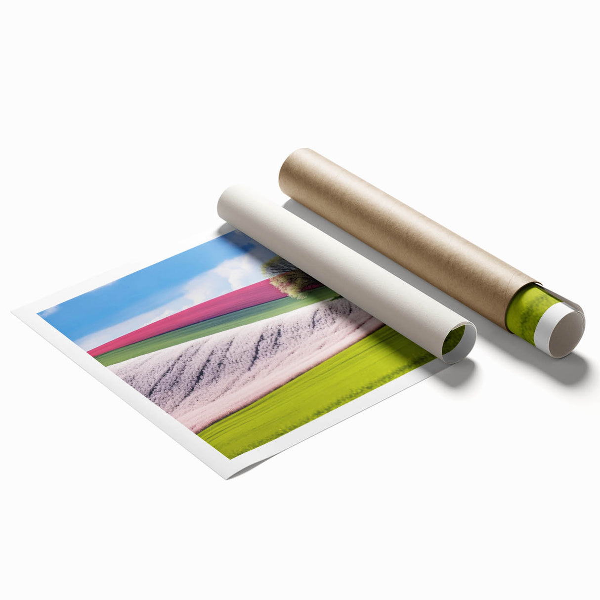 Extra large rolled print depicting a Czech Republic scenery in muted earth tones, ideal for classy bathroom wall art.