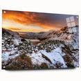 Acrylic print of a Cumbria, England landscape in muted green and blue tones, ideal for bedroom or dining room decor.