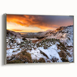 Framed canvas depicting a vintage-style landscape art painting of Cumbria, England.