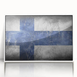 Mid-century modernist art of a serene Finnish landscape in pastel shades on a framed acrylic, ideal for nursery wall art.