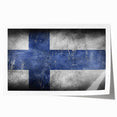 Rolled print of a Finnish landscape with pale blue and soft green tones, ideal for art wall dining room.