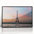 Large abstract wall art depicting a stylized Paris scene in muted gray and black tones, framed acrylic.