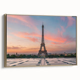 Framed vintage poster art of Paris landscape in black and gold tones, ideal for bedroom wall art.