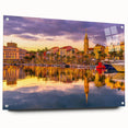 Large abstract wall art depicting a scenic view of southern France, rendered in muted earth tones on acrylic glass.