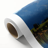 Art Deco-style poster of a Bavarian landscape in muted earth tones on rolled canvas, ideal for nursery wall art.