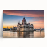Black and white stretched canvas of a European cityscape, ideal for kitchen wall art.