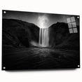 Acrylic print of a serene Icelandic landscape in soft blue and gray tones, ideal for bedroom or dining room decor.