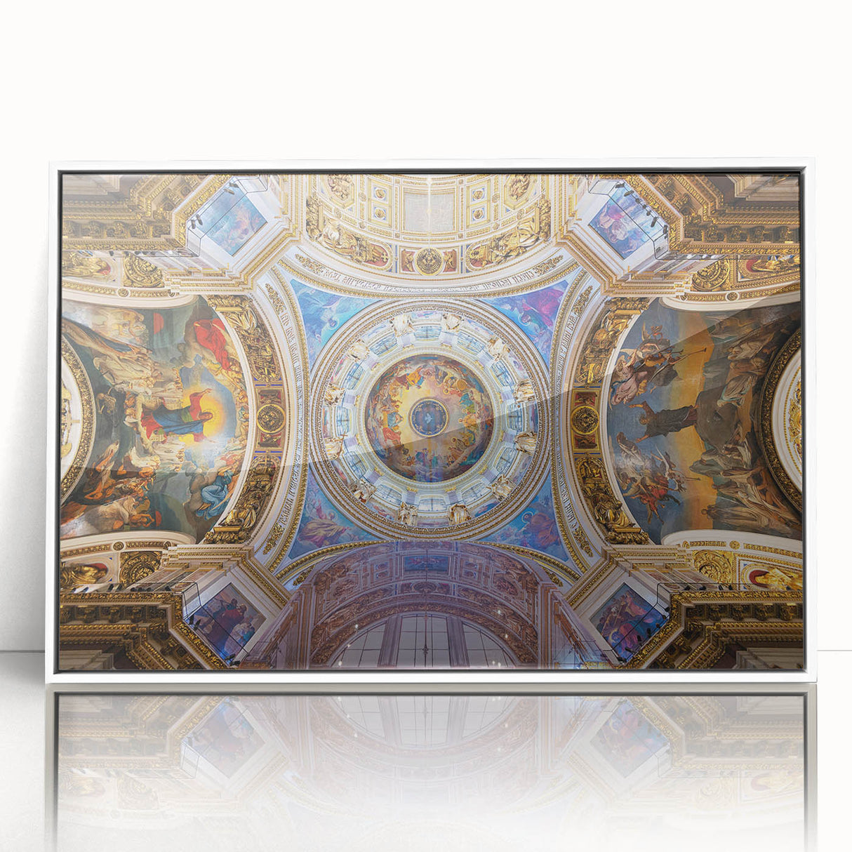 Art Deco-style poster of Rome with subdued earth tones on a framed acrylic, suitable for modern art wall decor.