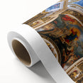 Art Deco poster of Rome with muted earth tones on rolled canvas, suitable for nursery wall art or dining room decor.