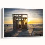 Vintage poster art of a European Latvia scenery in colorful tones on an extra-large framed canvas.