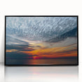 Large abstract wall art depicting a European Lithuanian landscape in muted earth tones, framed in black acrylic.