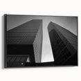 Black and white framed canvas featuring a vintage-style landscape of a European city, ideal for bedroom wall art.