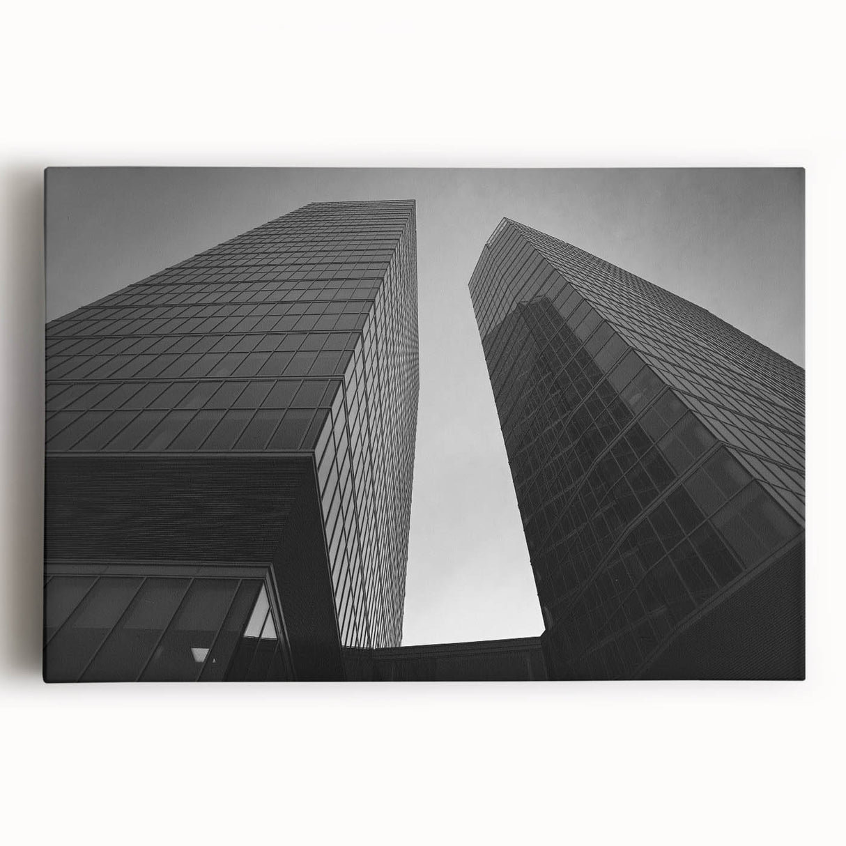 Black and white photograph of a European cityscape on stretched canvas, ideal for kitchen wall art or bedroom decor.