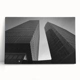 Black and white stretched canvas of a European cityscape, ideal for kitchen wall art.