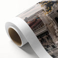 Art deco poster of Madrid scenery in pastel shades on rolled canvas, ideal for nursery wall art or dining room.