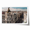 Rolled print of Madrid scenery with vibrant floral elements, ideal for art wall dining room.